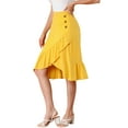 thumbnail image 4 of INSPIRE CHIC Women's Casual Ruffle Hem Asymmetrical High Elastic Waist Wrap Skirt, 4 of 6
