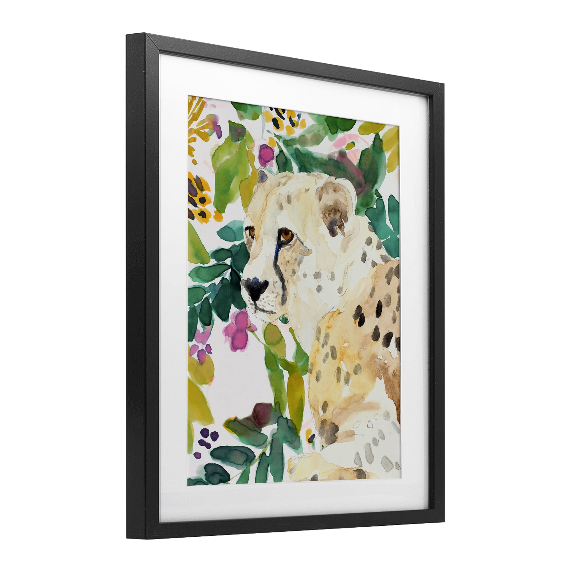 Stupell Industries Garden Plants Leopard Black Framed Print Under Glass, design by Lanie Loreth