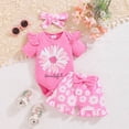 thumbnail image 2 of TOWED22 Baby Girl Casual Outfits Short Sleeve Romper Bodysuit Jumpsuit Shorts Set 3Pcs Clothing Pink,0-3 M, 2 of 9