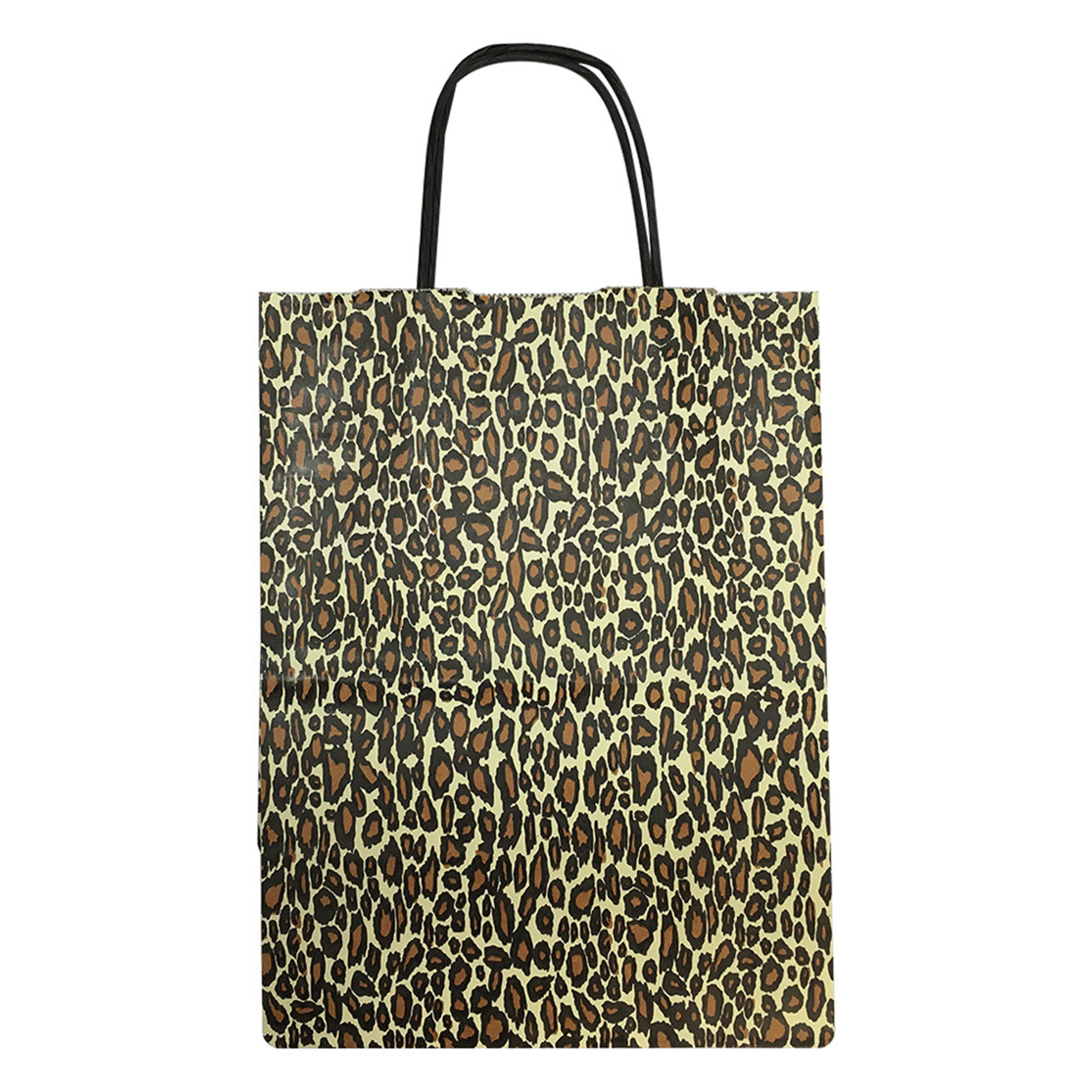 10 PC 8" Cub Gift Bags With Handles LEOPARD Printed Kraft Paper