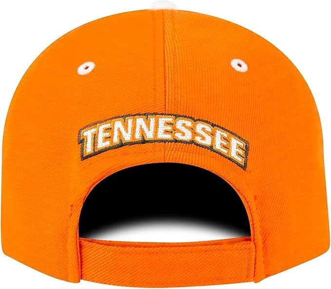 Brand New Collegiate Men's Tennessee Adjustable Hat With Rear Word, 100% Cotton, Embroidered Logos, Official School Colors, Orange