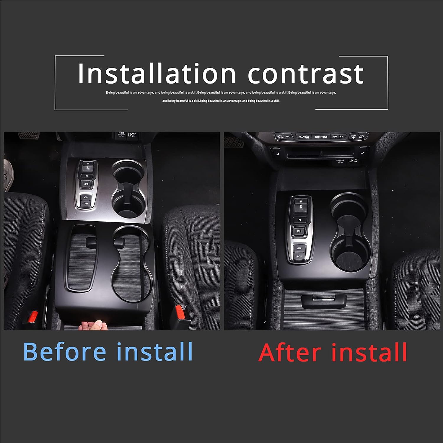TINKI Gear Shift Panel Cover Trim for Honda Pilot 2016-2022/ Ridgeline 2020-2023/ Passport 2019-2023, ABS Automotive Center Consoles Cup Holder Cover Protector Accessories