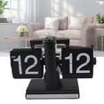 thumbnail image 1 of Vintage Mechanical Flip Down Clock, Retro Flip Desk Clock For , Battery Powered With Beech Wood Base, Stainless Steel Frame, 1 of 8