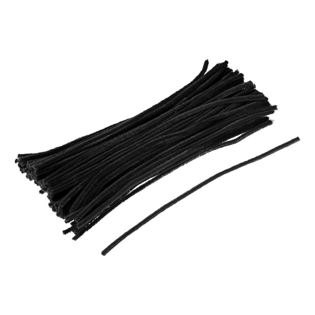Uxcell Limpiapipas de 30cm/12 pulgadas, tallos de chenille para manualidades de arte DIY, paquete de 100 en negro