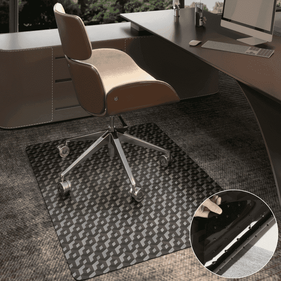 OVYEOFR Office Chair Mat for Carpet, 36" x 48" Heavy Duty PVC Carpet Protector, Non-Slip Computer Chair Mats for Rolling Chairs, Gaming, Home, Office, Black