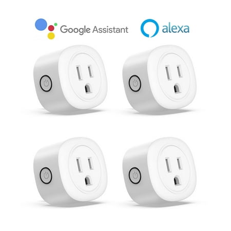 Topesel Smart Plug Mini Wifi Outlet Work with Google Home, Remote Control Outlet, No Hub Required, White, 4 pack