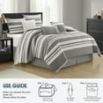 thumbnail image 6 of Lanco White & Grey 7 Piece Comforter Set Queen Size, Jacquard Striped Bedding Set, All Season, Matching Bedskirt, Pillows & Shams, 6 of 7