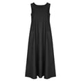 thumbnail image 5 of MaFYtyTPR Women's Sleeveless Denim Maxi Dresses Casual Loose Fit Crew Neck Side Pocket Lightweight Summer Dress Women Beach Dresses A-Black XL, 5 of 6