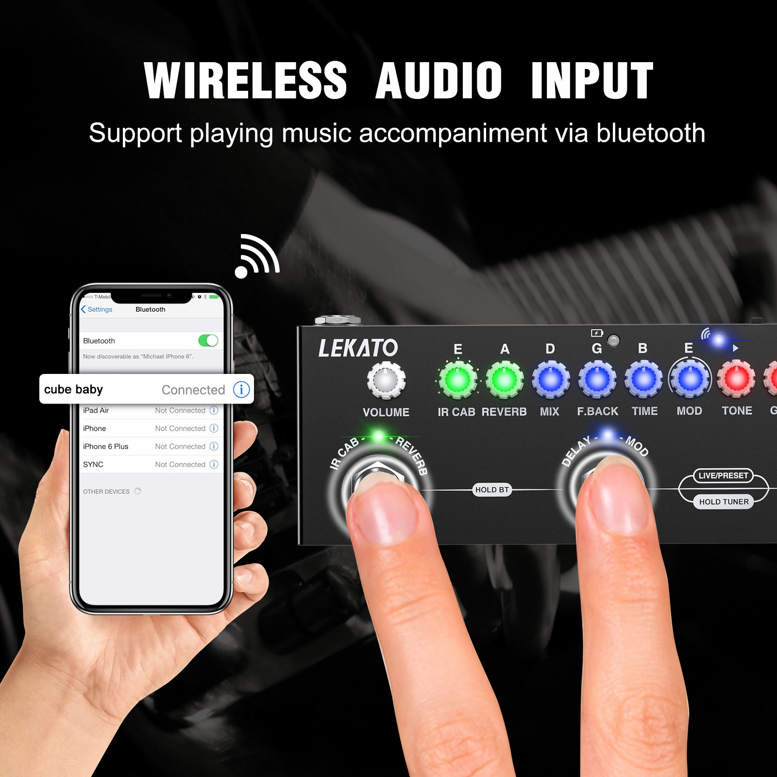 LEKATO Multi Effects Guitar Pedal with IR Loading 9 AMP Models Delay Reverb Distortion Overdrive Rechargable Electric Guitar Effects Multi Pedal Support Recording Bluetooth 5.0