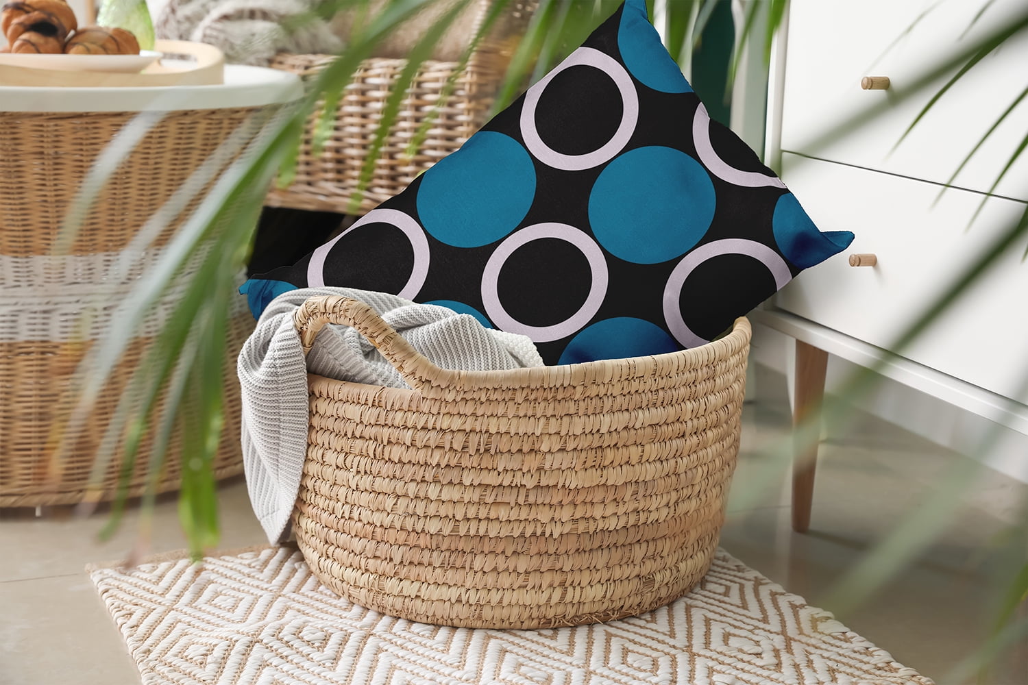 20" x 14" Simply Daisy Mod Circles Polyester Indoor/Outdoor Pillow, Unreal Teal Qty 1