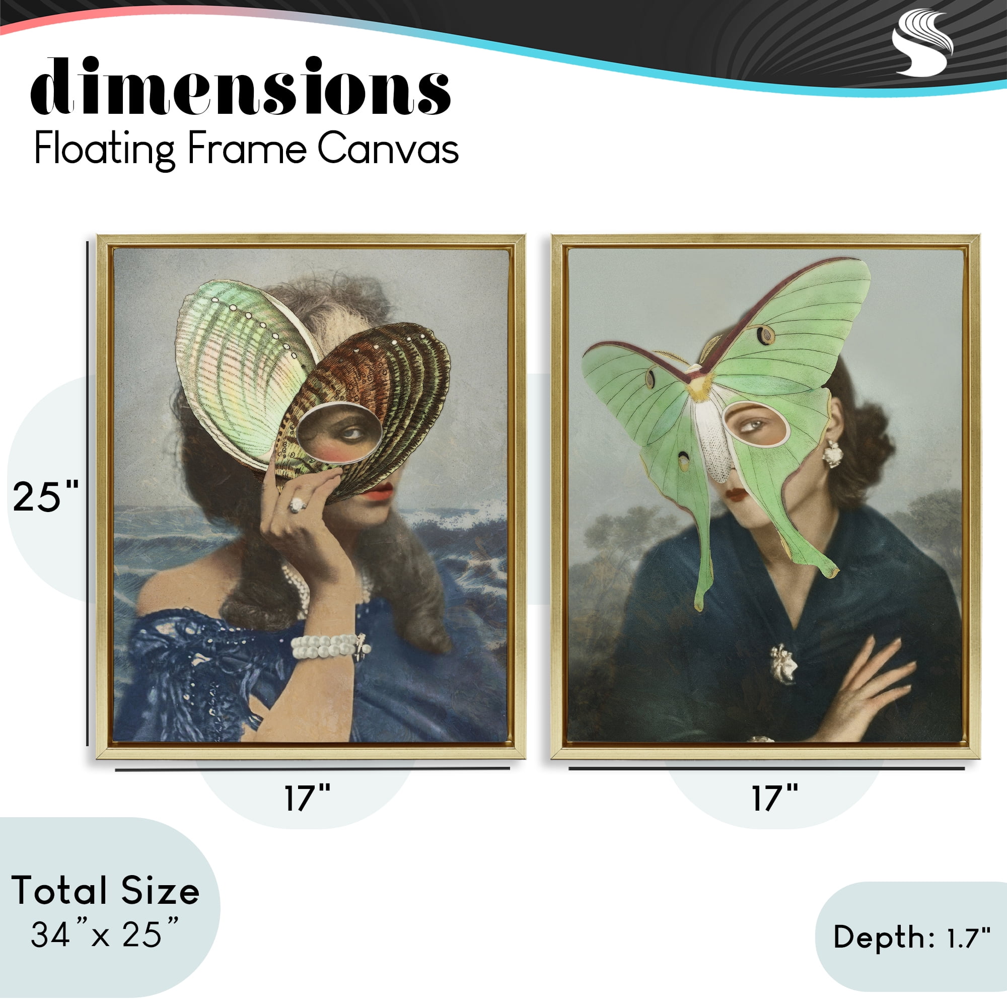 Stupell Industries Naturalist Women Portraits 2 Piece Gold Framed Floater Canvas Set, design by Victoria Barnes