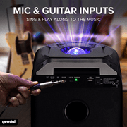 Gemini GPLT-360 Portable Bluetooth Party Speaker with 360° LED Lights, 1000W Peak Power, Wireless Mic & Guitar Inputs, TWS Pairing, 4+ Hour Battery - Ultimate Party Sound System