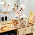 thumbnail image 3 of Yayeee 2 Pack Qtip Holder Bathroom Cotton Swab Canister with Lid Clear Dispenser Set, Beige Fall Pumpkin, 3 of 6