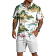 thumbnail image 2 of Hogleaql Men's 2 Pieces Summer Set Button Short Sleeve Shirts and Shorts Beach Sets with Pockets Elastic Waist Relaxed Fit Lightweight Loose Matching Tracksuits White M, 2 of 4