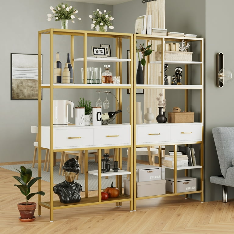 Homfa Standard Bookshelf Bookcase, 6 Tier Tall Bookshelf, Display Shelves  Standing Cube Organizer for Living Room, Dark Oak 