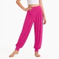 thumbnail image 2 of Girls Pants Solid Color Lightweight Yoga Sports Dance Fitness Drawstring Winter Pants 11-12 Years,Hot Pink XZNPDUCQ, 2 of 5