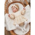 thumbnail image 6 of Loicainy Infant Baby Girl Romper Dress 3 6 9 12 18 Months Long Sleeve Round Neck Bodysuit and Headband Set, 6 of 9