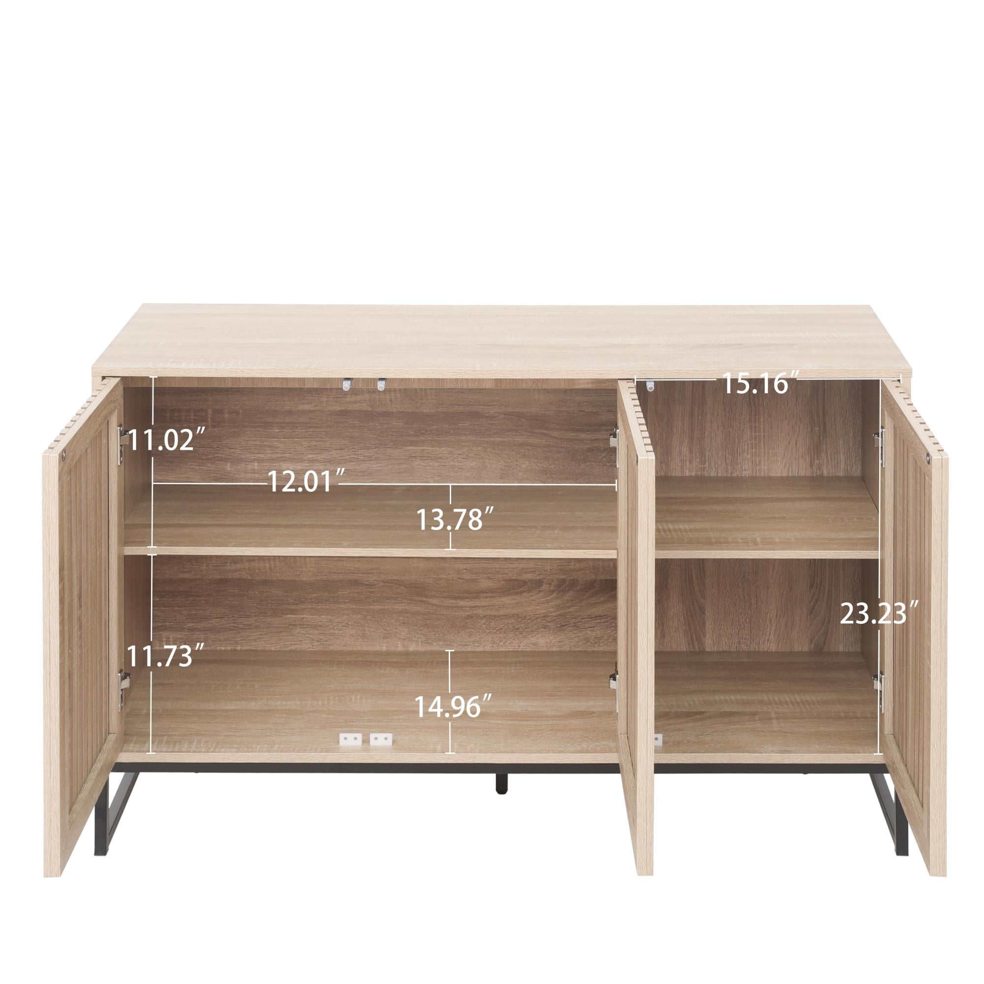 Spaco Accent Storage Cabinet, 3 Door Sideboard Cabinet for Living Room, Bedroom, Dining Room, Study, Natural