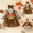 thumbnail image 6 of Pimfylm Baby Girl Clothes Fall Winter Outfits,Thanksgiving Baby Girl Outfit Long Sleeve Romper Pumpkin Turkey Suspender Skirt Fall Clothes Set, 6 of 9