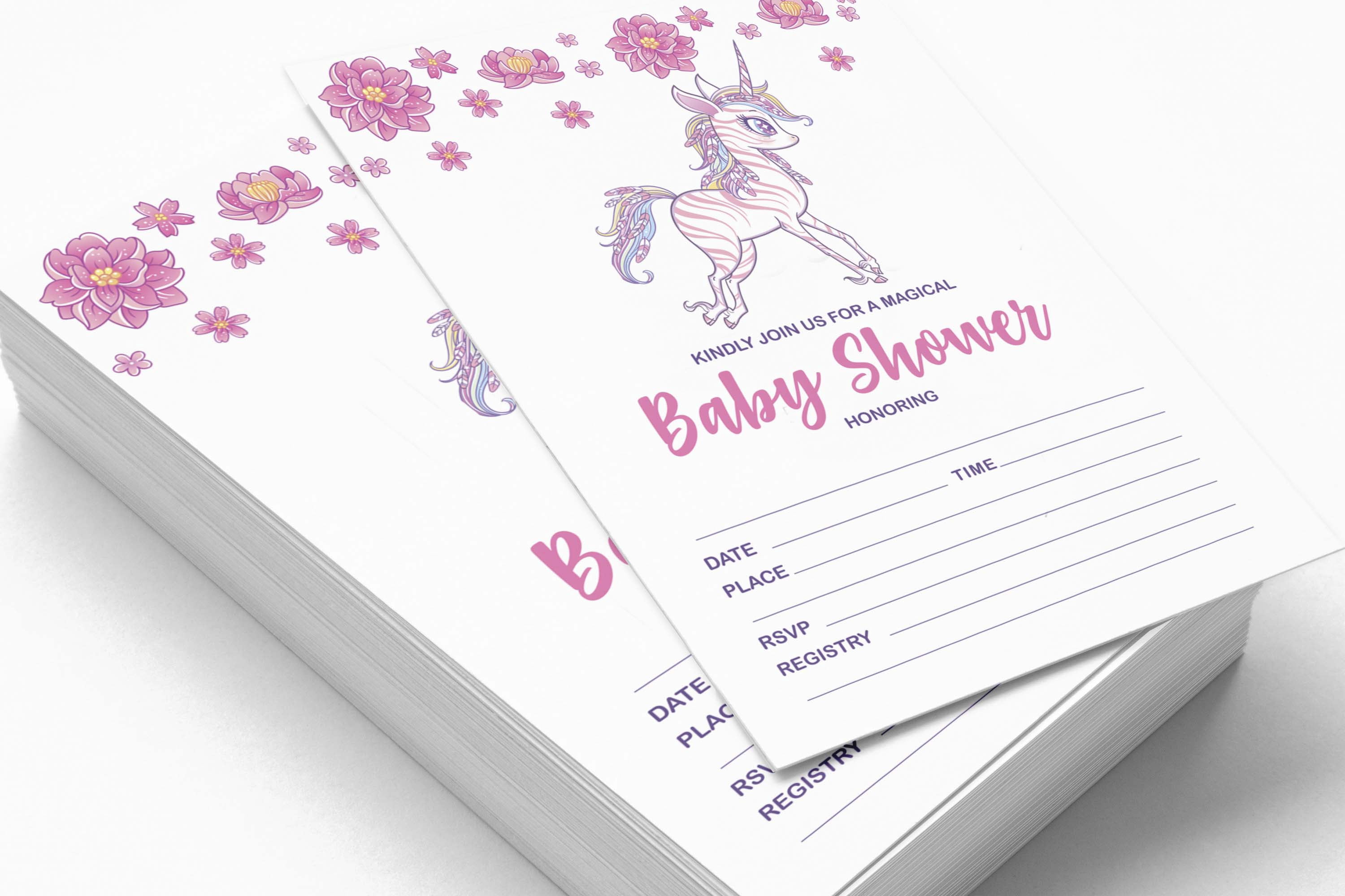 Inkdotpot Set Of 30Unicorn Floral Baby Shower Invitations-Diaper Raffle Tickets And Baby Shower Book Request Cards Invites Its A Boy Its A Girl
