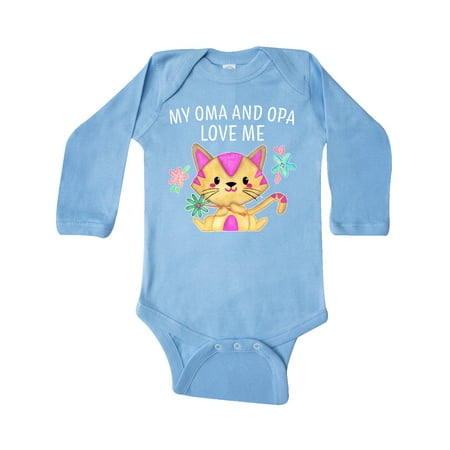 

Inktastic My Oma and Opa Loves Me with Cute Kitten and Flowers Gift Baby Boy or Baby Girl Long Sleeve Bodysuit