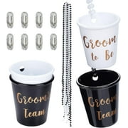 8 Sets Shot Necklace Glass Black and White Groom Team/Groom to Be Shot Glass Necklace with Gold Foil for Bachelor Bachelorette Bridal Party Groom Team Cup