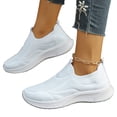 thumbnail image 4 of CIENVNSTG Women'S Walking Shoes Slip On Athletic Running Sneakers Knit Mesh Comfortable Work Shoe Casual Breathable Lightweight Non Slip Sock Shoes White 37, 4 of 5