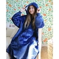 thumbnail image 2 of Tirrinia Extra long Oversized Hoodie Blanket Sweatshirt Comfortable Sherpa Giant Wearable Blankets Christmas Gifts for Adults Men Women Teenagers Wife Girlfriend Navy, 2 of 5