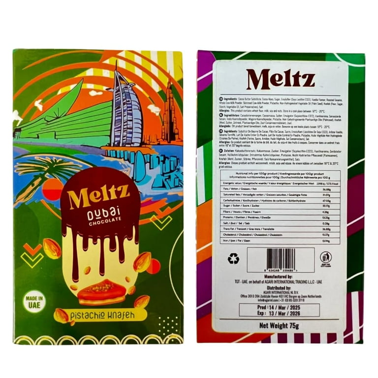 Meltz Pistachio Knafeh Milk Chocolate - Walmart.com