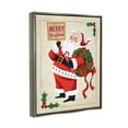 thumbnail image 3 of Merry Christmas Vintage Santa Holiday Graphic Art Luster Gray Framed Art Print Wall Art, 3 of 6