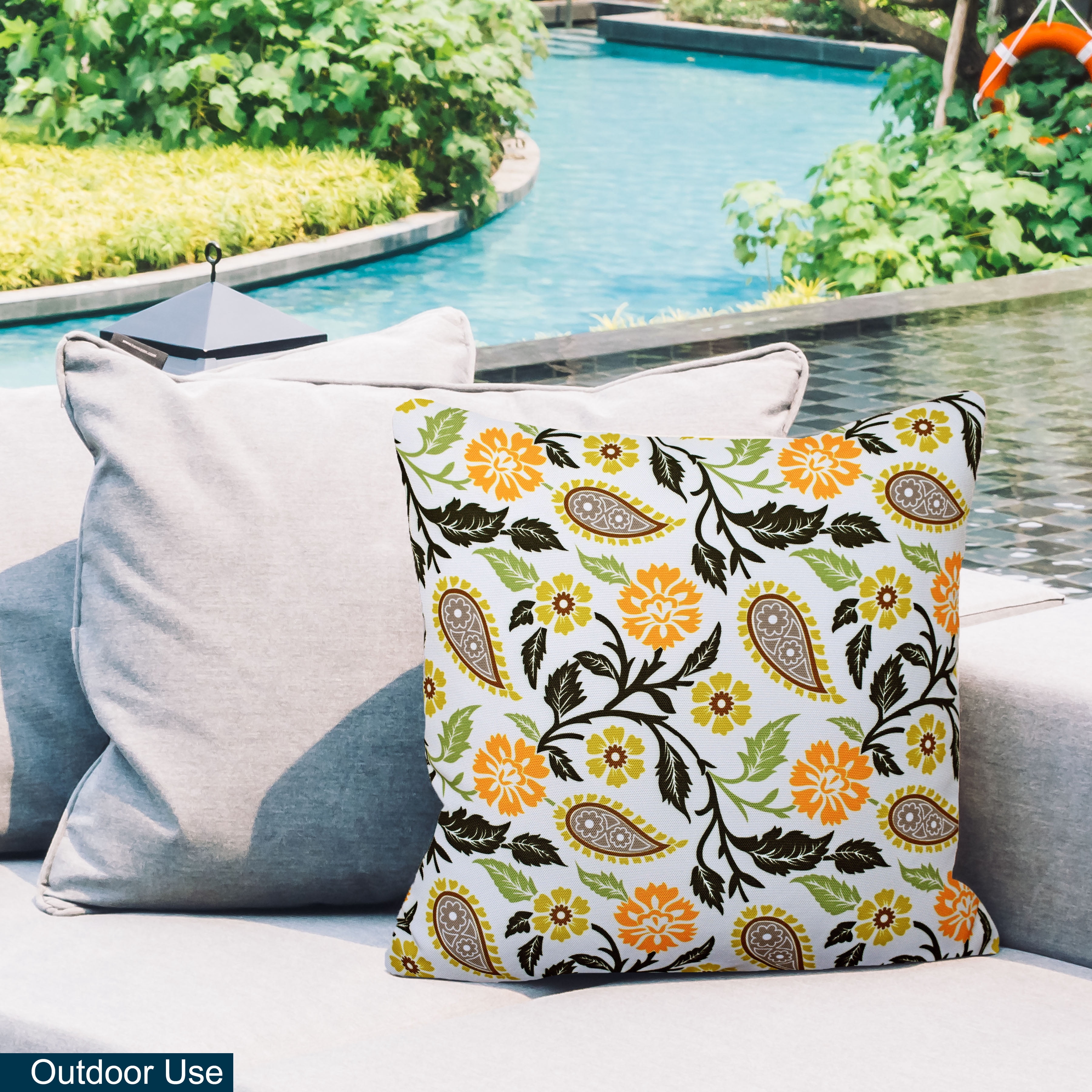 Decorative Indoor Outdoor Waterproof Lumbar Pillows - 18''x18'' with Included Inserts - Stylish Comfort for Your Patio Furniture, Garden Chairs, or Indoor Déco