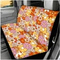 thumbnail image 3 of Pzuqiu 14 Pcs Automobile Interior Sets Front Rear Seat Covers for Cars Steering Wheel Seat Belt Headrest Cover Coasters Center Console Pad Keychain Hippie Daisy Orange for Women Ladies Birthday Gift, 3 of 7