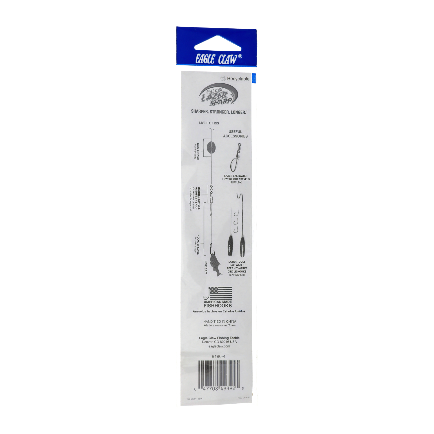 Lazer Sharp 9190H-4 Baitholder Red Bead Hook, Gold, Size 4,