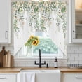 thumbnail image 3 of Swag Valance Curtains for Windows, Green Eucalyptus Leaves Light Filtering Kitchen Curtains with Rod Pocket, Spring Floral Weeping Farmhouse Window Treatment Valances for Living Room, 28x36 - 2 PCS, 3 of 9