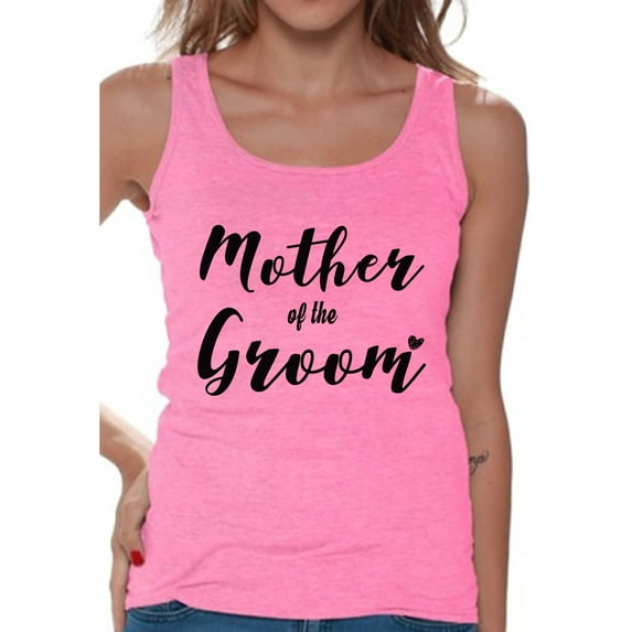 Awkward Styles Women's Mother Of The Groom Proud Mom`s Graphic Tank Tops Wedding Day