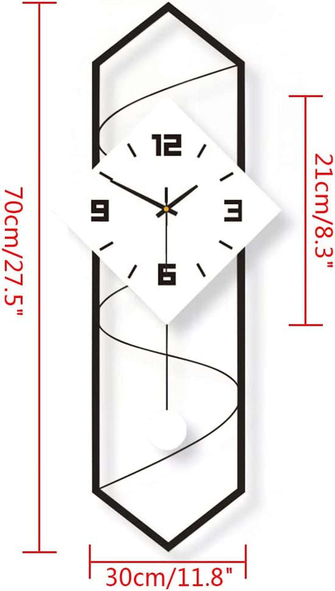 Fichiouy Large Wall Clock Modern Design Silent Digital Clock for Living Room Bedroom Office Decora Black&White