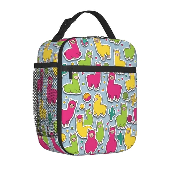 Llama Lunch Box Cute Insulated Lunch Bag for Women Men Reusable Cooler Handbag with Front Pocket Portable Thermal Meal Tote for Work Office