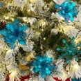 thumbnail image 3 of Pack of 12 Glitter Artificial Poinsettia Flowers Christmas Wreath Christmas Tree Flowers Ornaments 6’’(Sky Blue，16cm), 3 of 3
