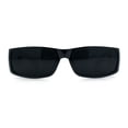 thumbnail image 4 of Mens Winged Skull Emblem Mad Dog Narrow Rectangle Hardcore Manly Sunglasses All Black, 4 of 8