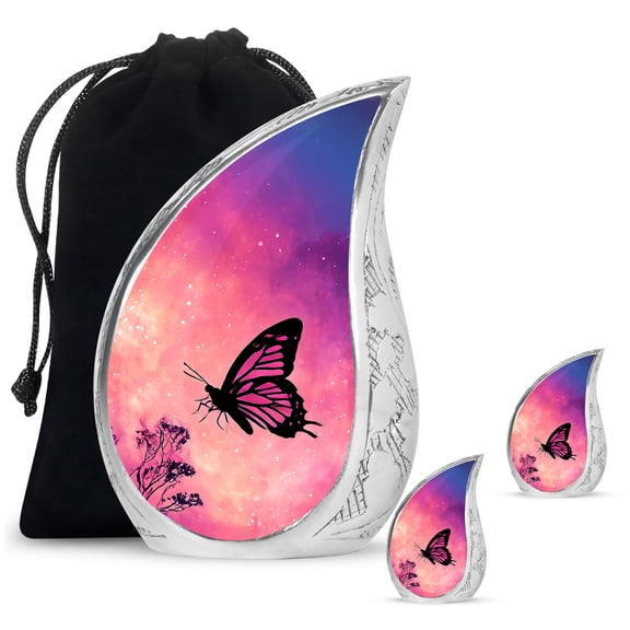 SABURIAL Butterfly Urn - Memorial Urn - Combo 2 - Large with 3 Inch Pack of 2 - Burial Urns Adult Human Ash - Cremation Urns for Adult Ashes - Ash Keepsakes for Human