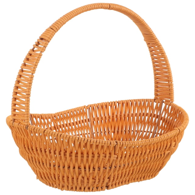IDEANATEGRATE Cesta Decorativa De Flores Con Asa Tejido En Plástico Resistente Color Marrón Claro