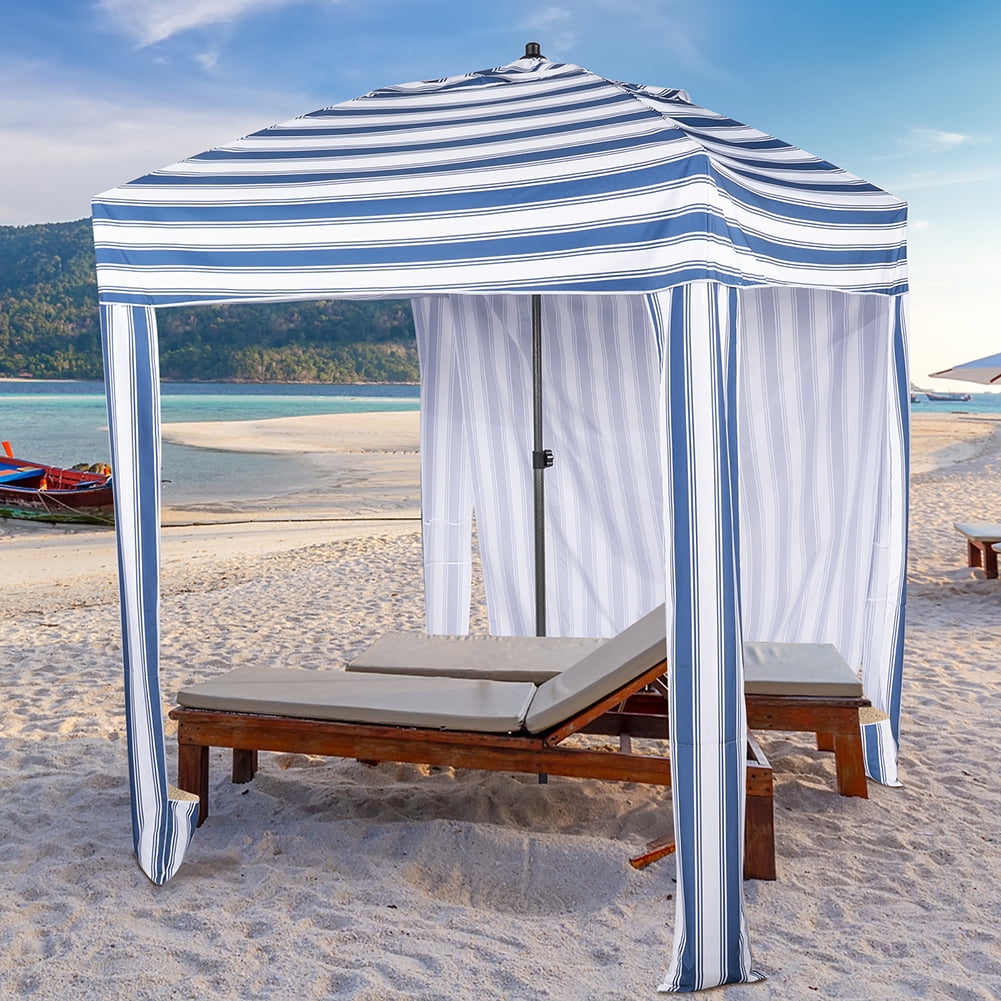 Kadyn 6 x 6Ft Square Shelter Tent, Fabric Beach Awning for Outdoor, Blue And White Stripes Kadyn 6 x 6Ft Square Shelter Tent, Fabric Beach Awning for Outdoor, Blue And White Stripes