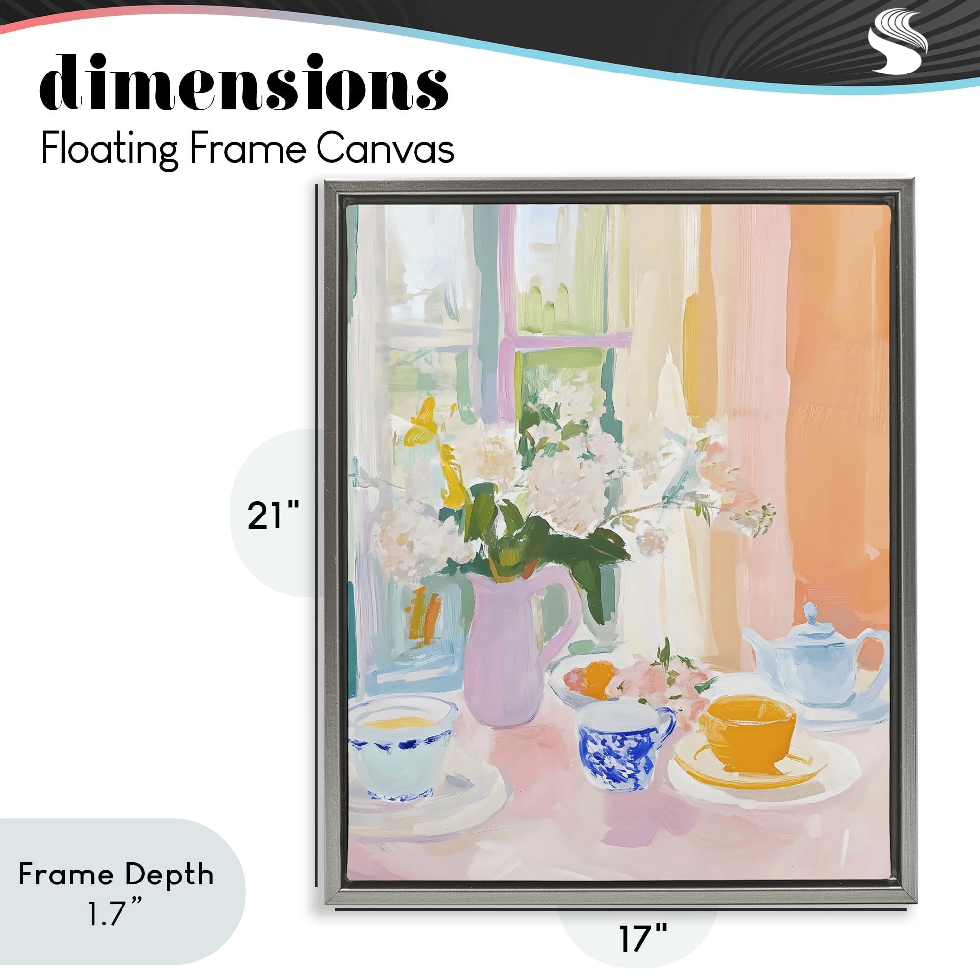 Stupell Industries Breakfast Still Life Abstraction Gray Framed Floater Canvas Wall Art, design by The Prints Vibe