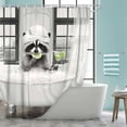 thumbnail image 3 of Funny Raccoon Shower Curtain, Cute Fun Animal Cartoon Modern Pets Bathroom Curtains,Grey Black White Rustic Farmhouse Wildlife Hilarious Bath Curtain Set with Hooks, 47X64in, 3 of 5