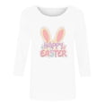 thumbnail image 4 of Easter T-Shirt for Women Adorable Rabbit Hugging Large Floral Egg Graphic Crewneck 3/4 Sleeve Soft Comfortable Holiday Party Festive Tee Top, 4 of 6