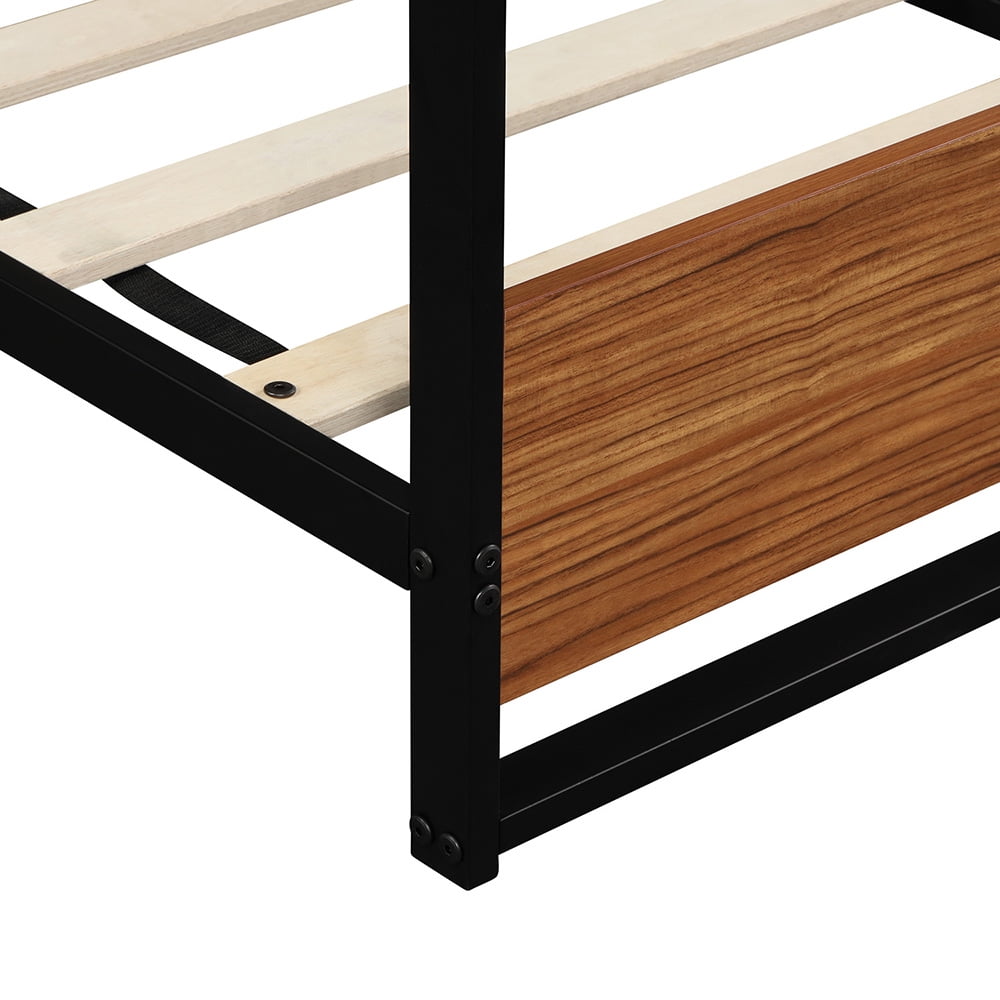 Kepooman Full Size Metal and Wood Platform Bed Frame with Headboard & Footboard for Bedroom, 78"L x 54"W x 37"H, Black Kepooman Full Size Metal and Wood Platform Bed Frame with Headboard & Footboard for Bedroom, 78"L x 54"W x 37"H, Black