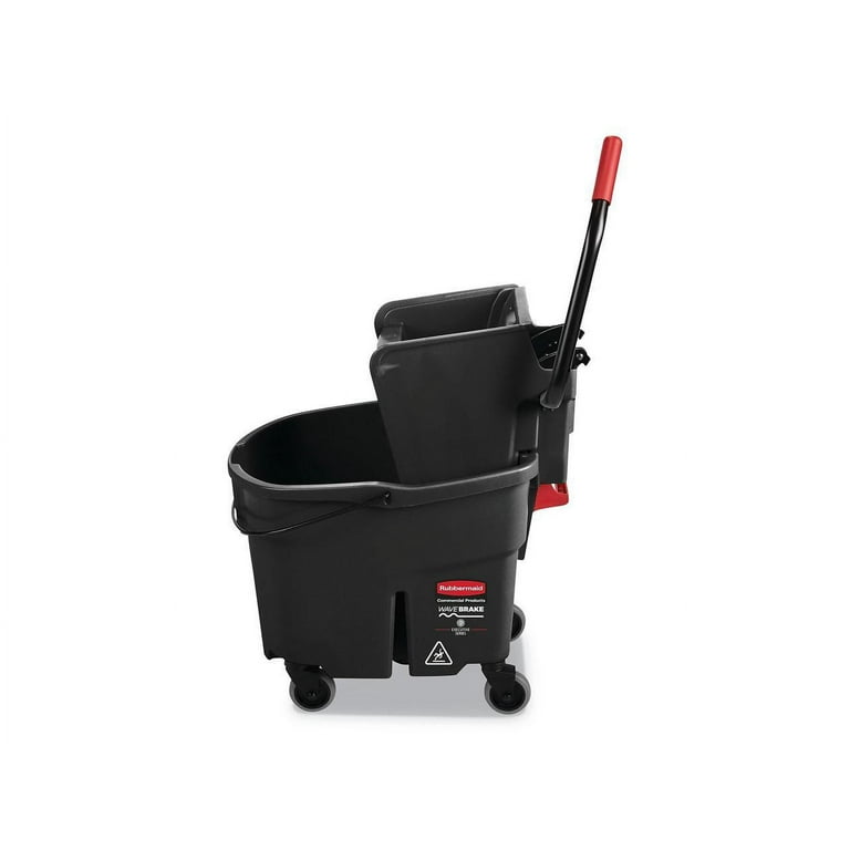 Rubbermaid Janitor Cart, Black, Plastic / Aluminum with Mop Bucket