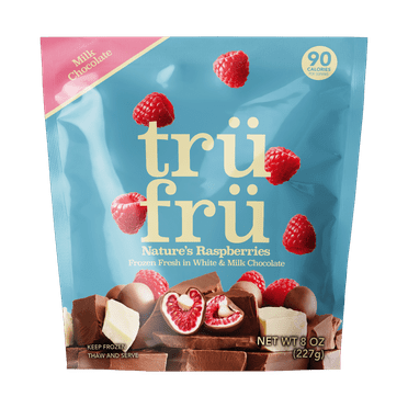 Tru Fru Natures Raspberries Frozen Fresh in White & Milk Chocolate