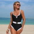 thumbnail image 5 of Tsesme Women One Piece Swimsuits Adjustable Strap High Cut Bathing Suit 2026 Color Block Swimwear with Belt, 5 of 7