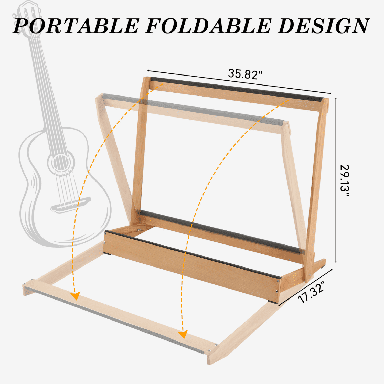 Hassch Folding Guitar Case Stand, Hardwood Instrument Rack for Home Decor, Studio Display, Natural